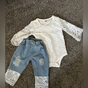 White lace top with jeans outfit